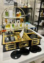 Load image into Gallery viewer, صينية تسالي 4 فتحات و علبة مناديل وكوسترات
